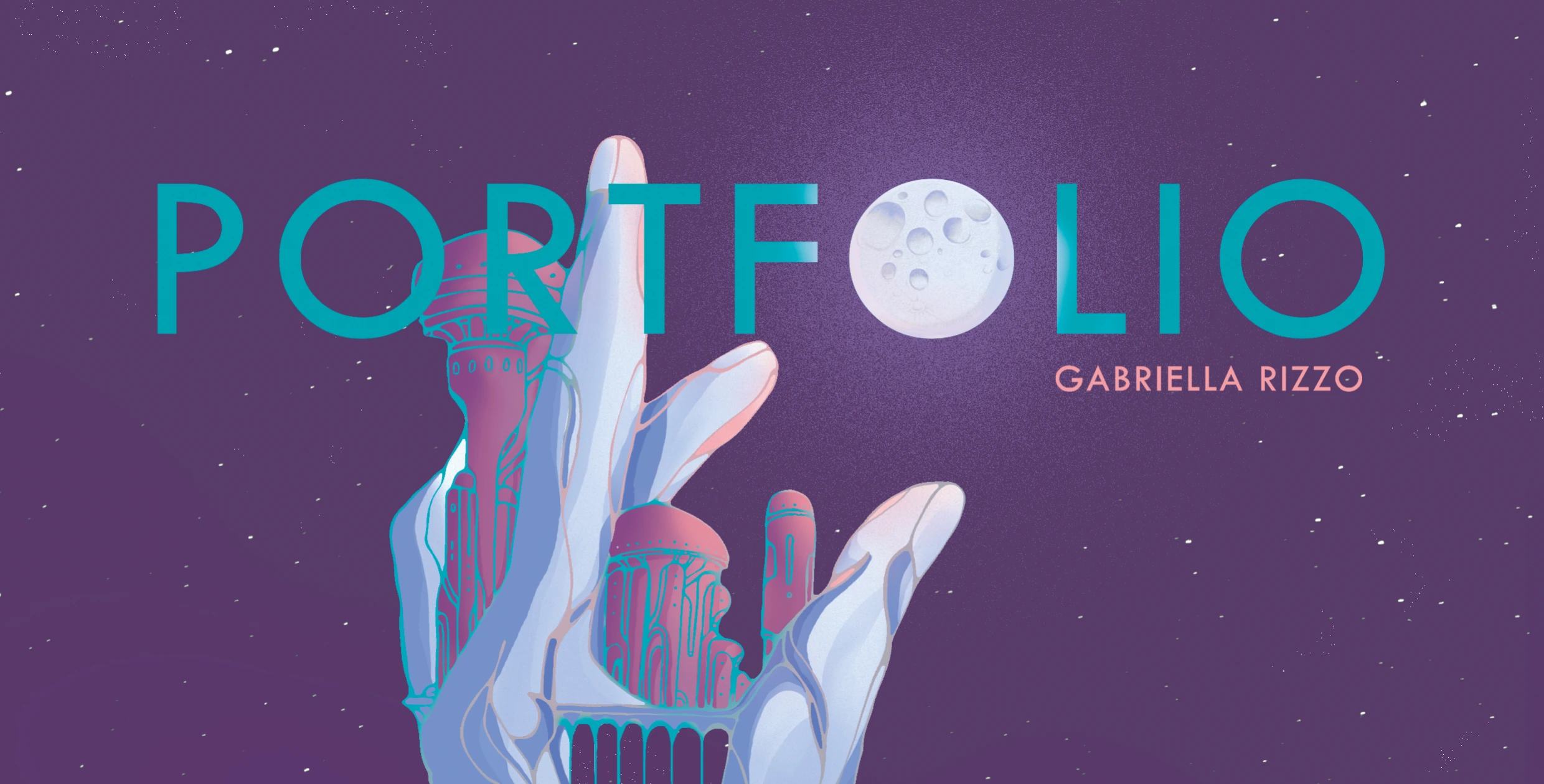 Portfolio — Gabriella Rizzo: una mano che si trasforma in architettura sotto una luna piena